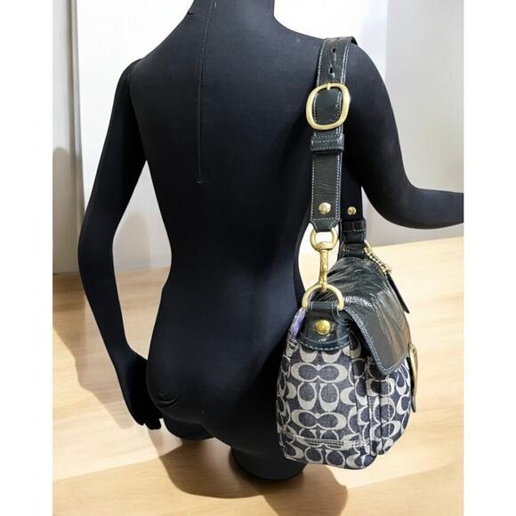 Y2K Coach 12572 Signature Denim Bleecker Flap Bag & Matching Large Wallet - Picture 11 of 16